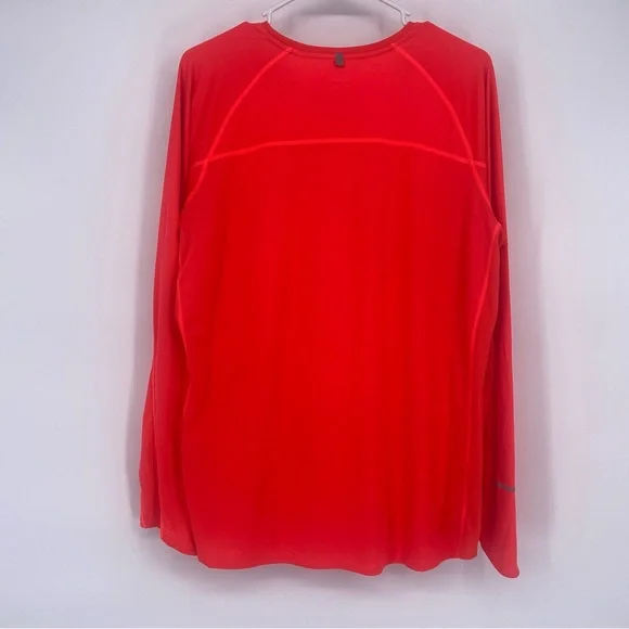 Nike Neon Orange/ Red Dri-Fit Long Sleeve Running Longsleeve Shirt - Picture 5 of 5